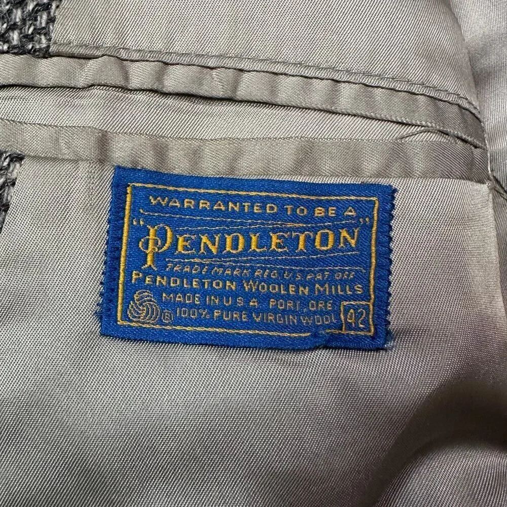 Pendleton Vintage Tweed Elbow Patch Men's Sport Coat Blazer Jacket 42 Regular